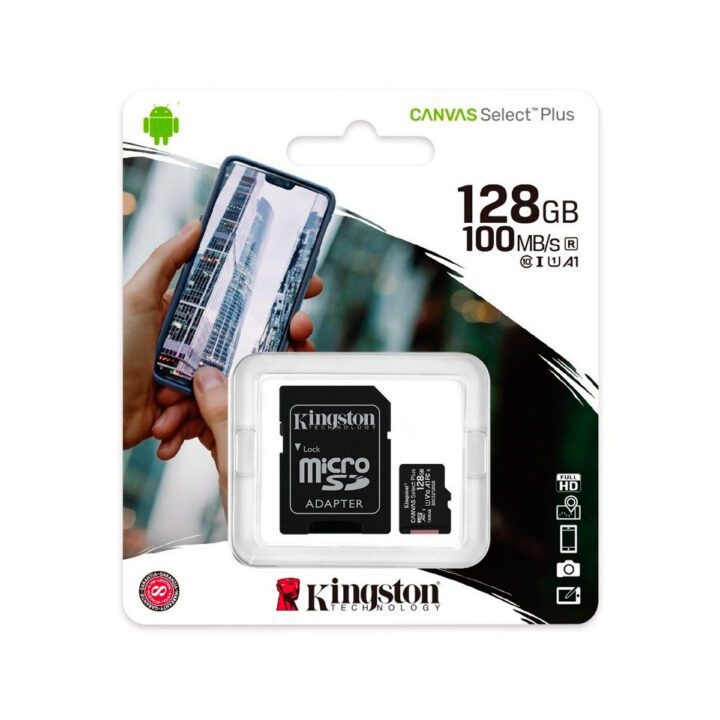 Memoria Flash KINGSTON Canvas Select Plus microSDXC Clase 10 128GB c/adaptador