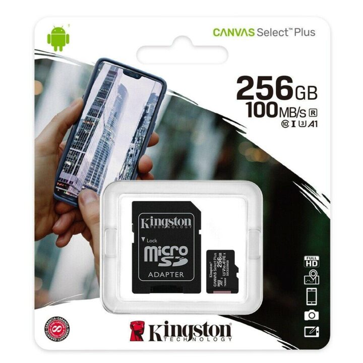 Memoria Flash KINGSTON Canvas Select Plus micro SDXC Clase 10 256GB c/adaptador