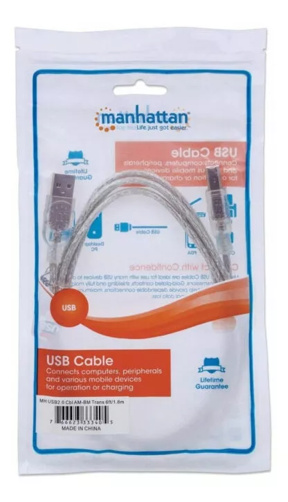 Cable para Impresora MANHATTAN AM-BM USB 2.0 3m - Imagen 3