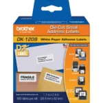 Etiquetas Rollo BROTHER DK-1209 Troqueladas Negro S/Blanco 800 29x62mm