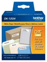 Rollo de 400 etiquetas autoadhesivas troqueladas BROTHER DK1204