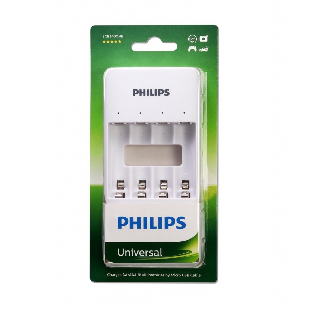 CargadorPhilipsB Cargador de 4 Pilas Recargables PHILIPS conexión USB AA/AAA - Imagen 1