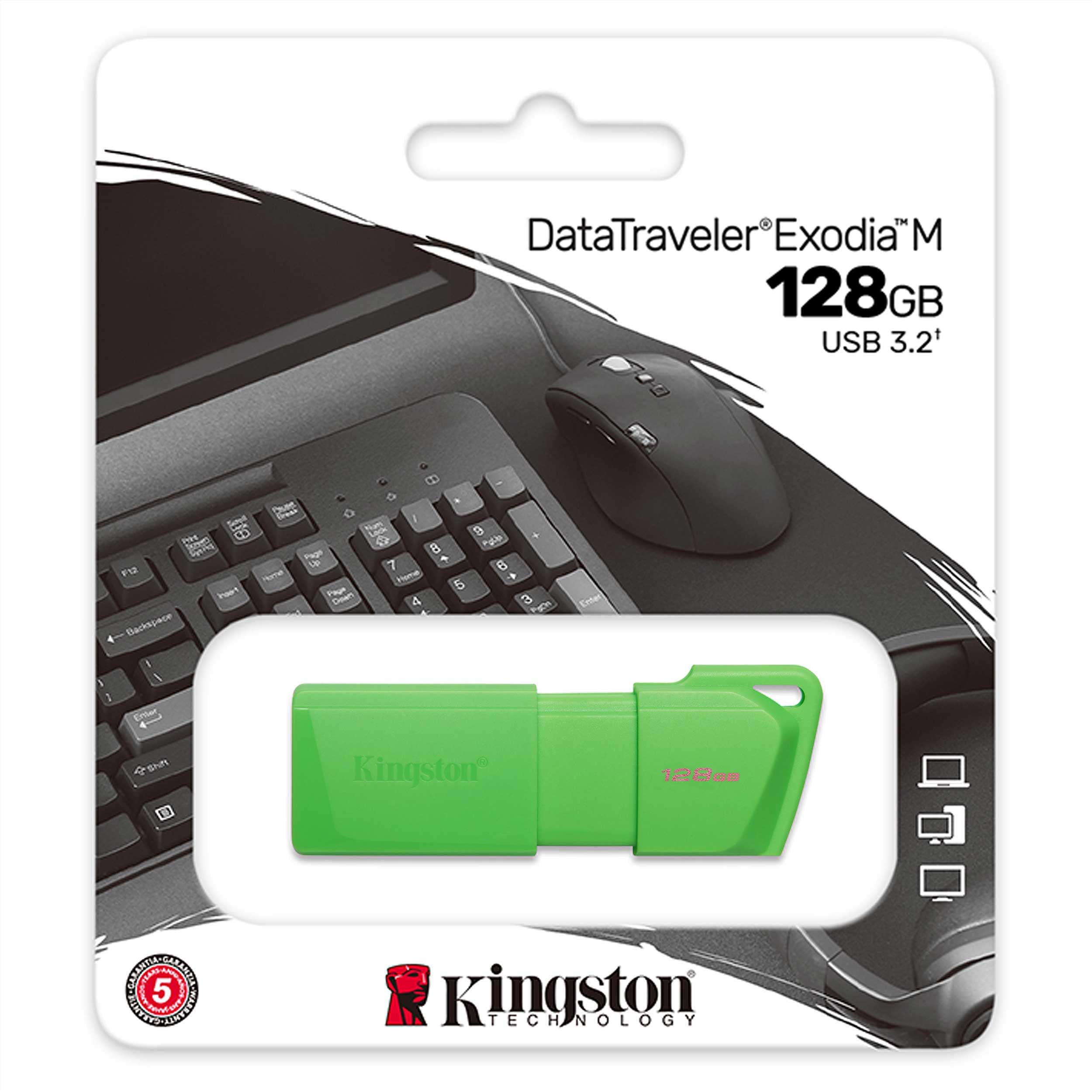 KingstonNeonGreen128a Pendrive KINGSTON DataTraveler Exodia M Neon Green 128GB - Imagen 1