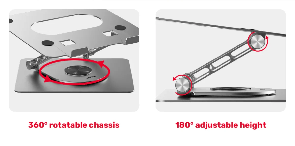 Soporte para Notebook UNITEK OT180SL01 permite inclinación y rotación - Imagen 4