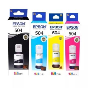 Pack 4 Botellas Tinta Epson Original T504 Ecotank Black Cyan Magenta Yellow